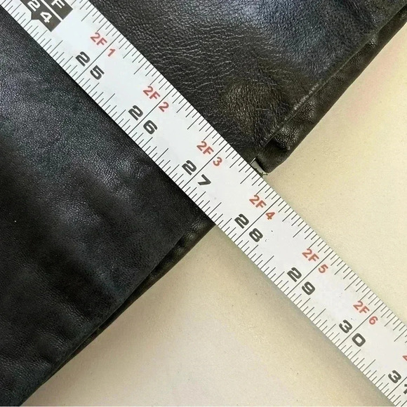 Merona Genuine Leather Jacket Coat Blazer Zipper Front Black Size Small - Picture 14 of 16